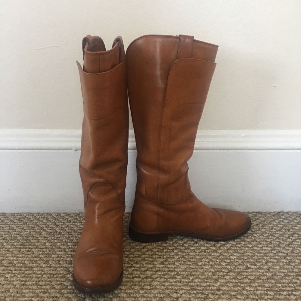 Frye knee-high boots in cognac leather 7.5